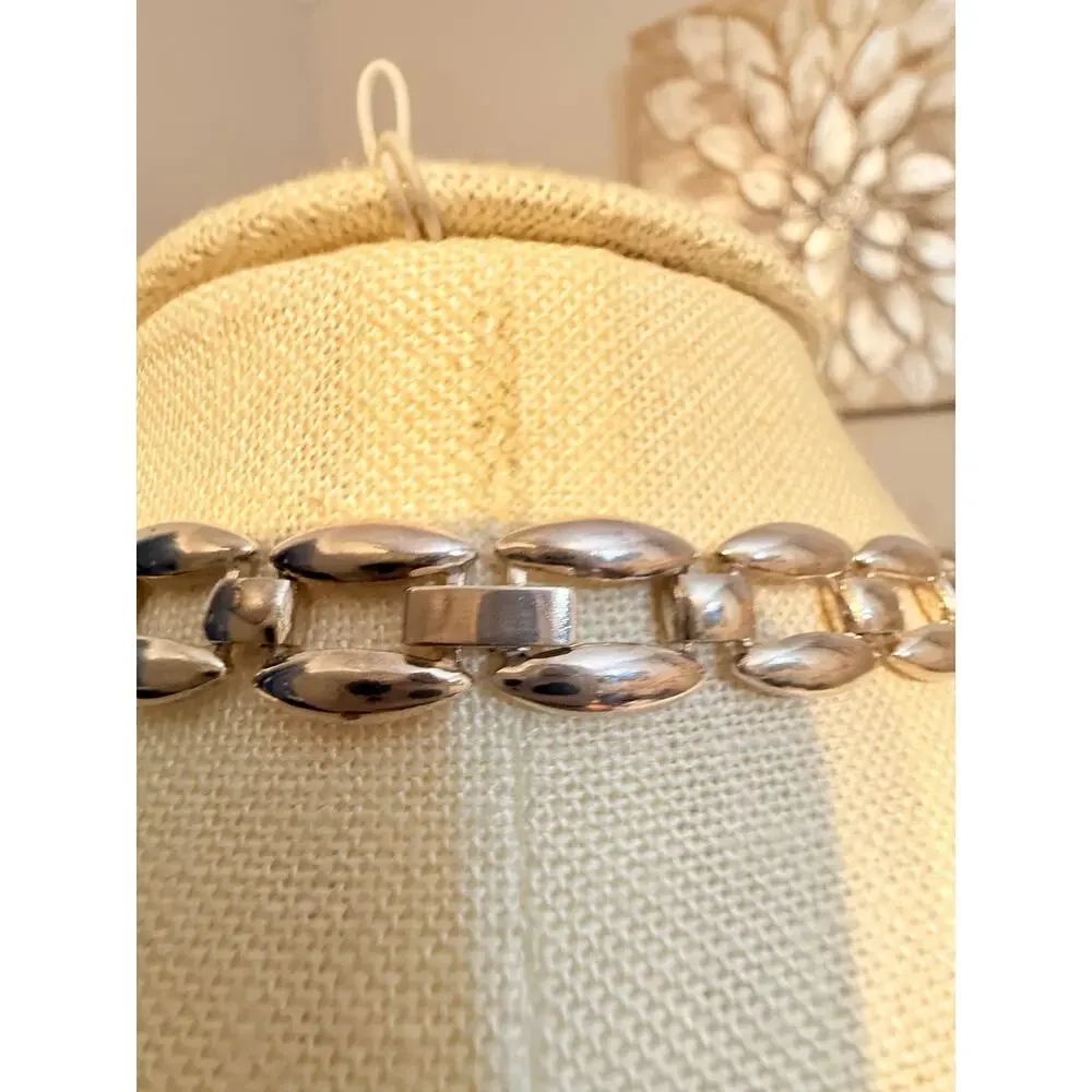 Vintage Silver Tone Leaf Link Necklace 18”